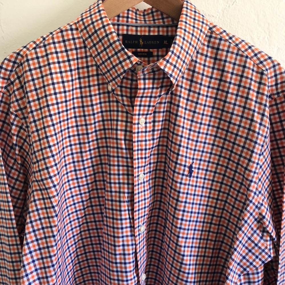 Ralph Lauren Men’s Orange/Blue Plaid Shirt XL